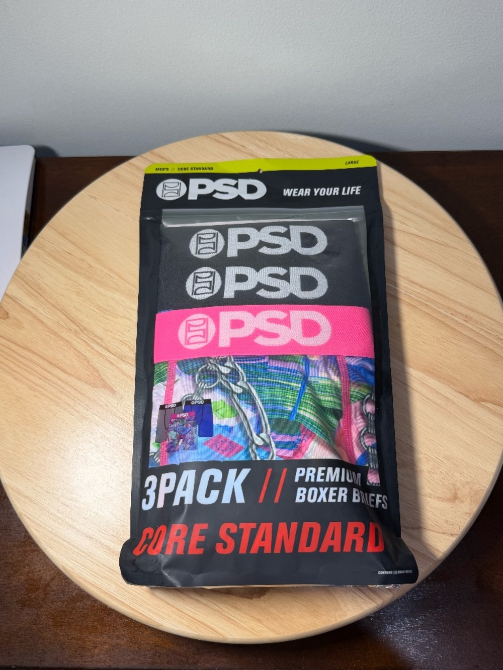 PSD 3 Pack Core Standard World Stackz Boxer Briefs Underwear Size Large NEW